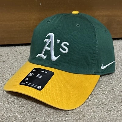Gorra Oakland Athletics M/L Strapback Nike No Estructurada Verde/Amarillo Gorra Club Nueva con Etiquetas Foto 1 de 4