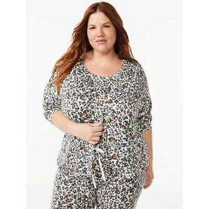 Cardigan Joyspun donna M 8-10 Hacci maglia scollo a V stampa animalier con tasche patch - Foto 1 di 6