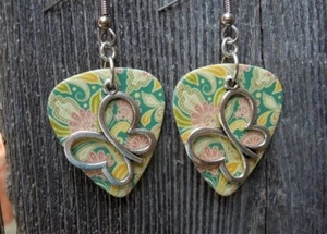 Butterfly Charm Guitar Pick Earrings with Surgical Steel Earwires - Picture 1 of 25
