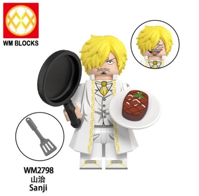 2 inch Custom One Piece, Sanji Minifigure with Base, New/Mint - Image 1 of 1