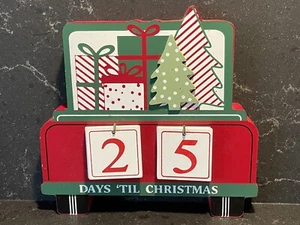 Wood Advent Calendar Christmas Truck Red Countdown W 25 Day #Blocks - Picture 1 of 10