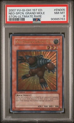 2007 YUGIOH 1ST ED STON-EN005 NEO-SPACIAN GRAND MOLE ULTIMATE PSA 8 NM #90885763 - Image 1 of 2