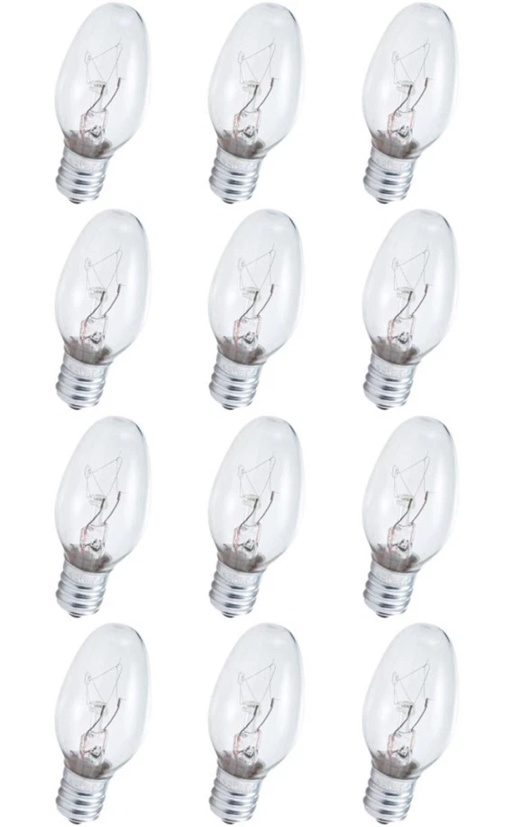 12 Clear Night Light Bulbs Candelabra Base, 7 Watts, 2700K, 3 Packs of 4 Bulbs  - Image 1 of 1