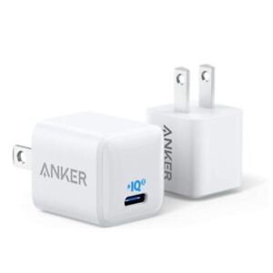 Anker Nano Charger 20W USB C Fast Charging Power Adapter for iPhone 14/13,2 Pack