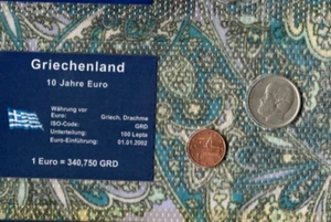 Griechenland Stempelglanz 5 Dracha 1984 1 Cent 2002 - Bild 1 von 2