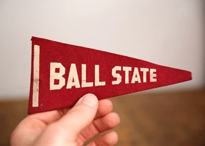 Vintage Ball State University Cardinals Felt Pennant Mini Varsity Jacket Patch - Picture 1 of 4