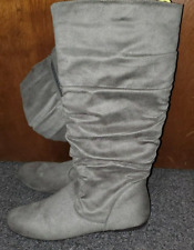 Hot Cakes Gray Tall Boots Side zipper Womens Size 9 1/2 9.5 Medium