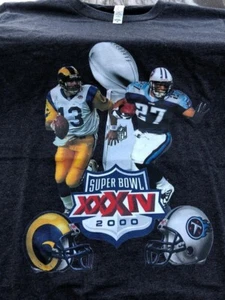 1999 season Super Bowl XXXIV shirt xl Rams Titans Kurt Warner v Eddie George - Picture 1 of 3