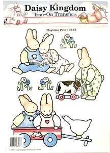 Daisy Kingdom Bügeltransfer Spielzeit Freunde Set 6413 Kaninchen Kuh Ente - Bild 1 von 5