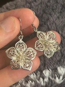 orecchini in argento sterling 925 fiore - Foto 1 di 6