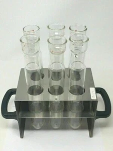 Tecator DS-6 Evaporator Distillation Rack + 6X Round-bottom Glass Test Tubes - Picture 1 of 9
