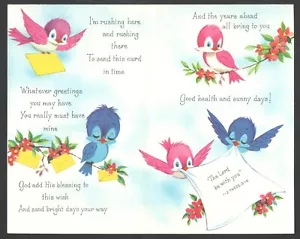 Vntg SUNSHINE LINE UnUsed GET WELL Card & Env BIRDS "The LORD Be With YOU" - Picture 1 of 7