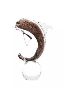 Murano sculpture Dauphin verre brun scintillant Italian dolphin sculpture - Imagen 1 de 7