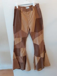 Free People Patchedwork Flare Trousers, Brown, W30 RRP £188 - Picture 1 of 8