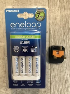Caricabatteria Panasonic Eneloop AA Advanced +4 batterie AA 1900mAh e adattatore - Foto 1 di 2