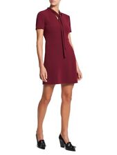 Theory Women's Size 12 Red Short Sleeve Tie Neck Dress