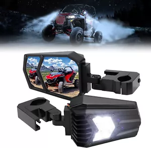 KEMIMOTO UTV LED Lighted Side Mirrors Aluminum clamp on 1.5-2" roll cage NOB - Picture 1 of 1