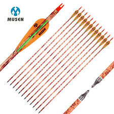 10/12/24pcs Musen Carbon Arrows 30" Compound/Recurve Bow Hunting SP340/400/500