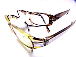 2 pr Reading Glasses Impact resistant uv lens +3.25 Oval striped pattern fashion - Picture 1 of 4