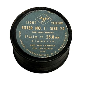 Vintage Agfa Ansco Light Yellow Filter No 1 Size 24 25.8mm Camera Lens USA Made - Picture 1 of 7