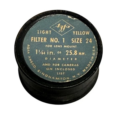Vintage Agfa Ansco Light Yellow Filter No 1 Size 24 25.8mm Camera Lens USA Made - Image 1 of 4