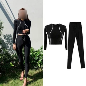 Women's Slim Fit Rash Guard Set Long Sleeve Swimwear for Fun in the Sun - Picture 1 of 21