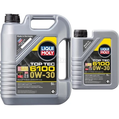 LIQUI MOLY Top Tec 6100 0W-30 Aceite Motor Para BMW LONGLIFE-12 FE ACEA C2 6L - Imagen 1 de 2