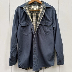 L.L. BEAN—VTG Azul Oscuro Denim Hurricane Shacket—Med Reg—16 x 35—Forro de Franela - Imagen 1 de 10