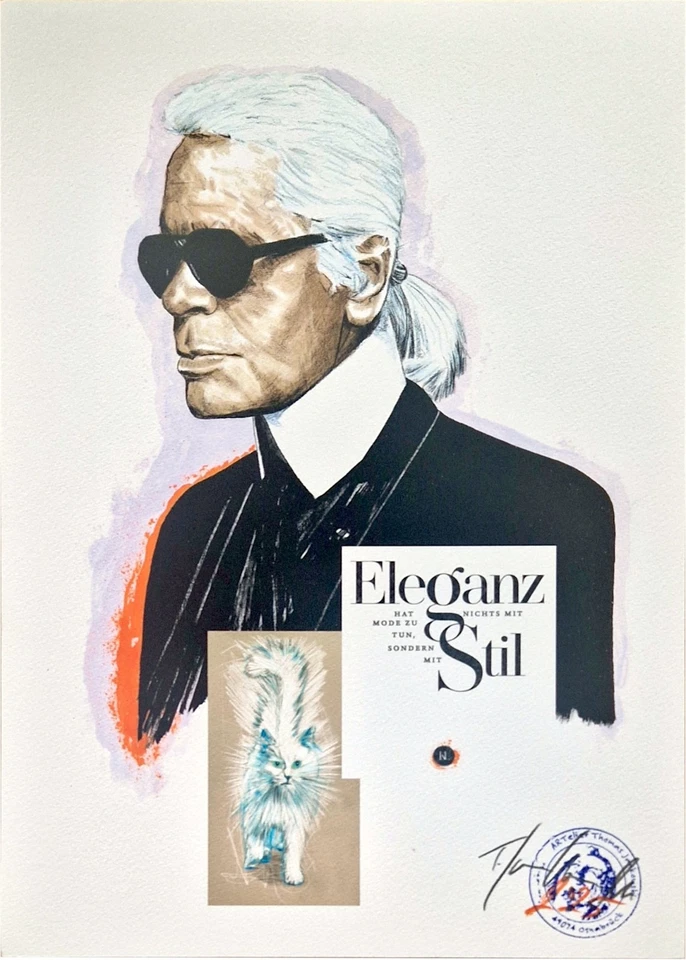 Thomas Jankowski " Karl Lagerfeld " Mischtechnik  handsigniert NEU - Bild 1 von 1