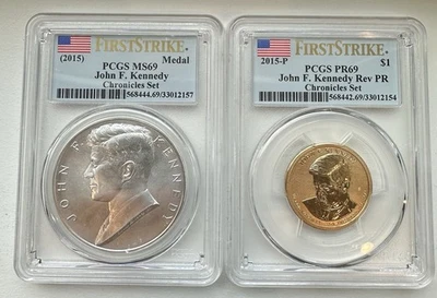 2015 P JFK Coin & Chronicles Set NGC MS69 & PF69 First Strike-INV#7904 - Image 1 of 4