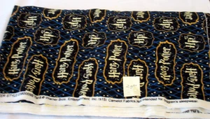 Camelot Fabrics HARRY POTTER LOGO Black Blue Gold Flannel 2 yds x 42" - Picture 1 of 2