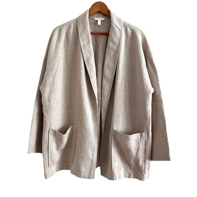 Eileen Fisher Organic Linen Jacket S Boxy Minimalist Open Front Relaxed Fit - Image 1 of 4