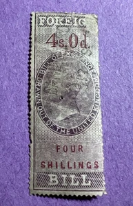Gr Britain c. 1859’s - 4s Foreign Bill Revenue. - Bild 1 von 2