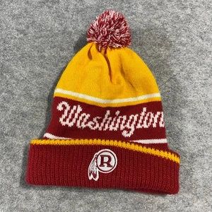 Vintage Washington Redskins Nike Pom Pom Beanie Hat NFL Football Burgundy Gold - Picture 1 of 6