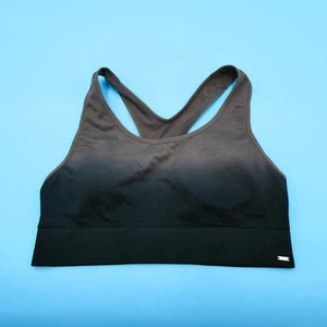 Victorias Secret Sports Bra Large Black Ribbed Lightly Lined Pullover Seamless - Picture 1 of 10