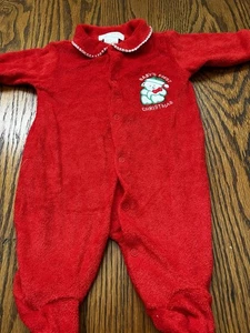 Baby’s First Christmas One Piece Romper 0-3 Months Footed - Picture 1 of 6