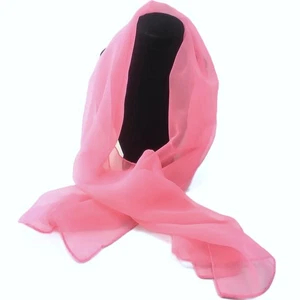 Langer rosa transparenter seidiger Schal Tuch gerollter Saum 13" × 42" Mode Accessoire - Bild 1 von 6
