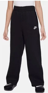 Nike FD2927 Kid Girl's Fleece Standard Fit Sweatpants Black Sz L Wide Leg Pant - Picture 1 of 5