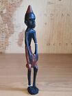 Hand Carved Wooden Tribal Figure Playing Bongo Drum 34cm High
