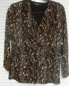 Women's "Jones New York," Lined Leopard Top, Size: M; Brown, Cream, & Black - Picture 1 of 5