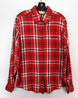 VINTAGE Eddie Bauer Shirt Women Medium Red Flannel Button Up Top Plaid Pocket