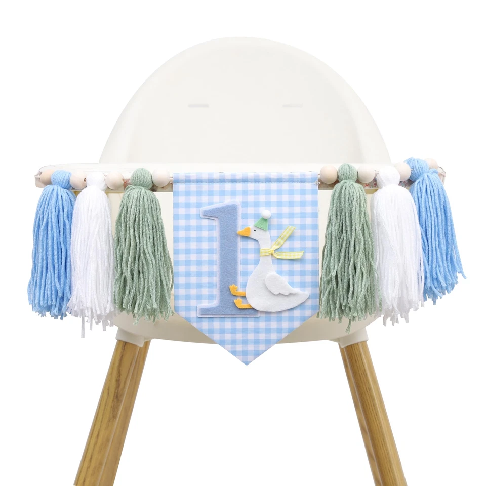 Баннер на высокий стул с тематикой гуся для мальчиков - украшение на 1-й день рождения - Изображение 1 из 4