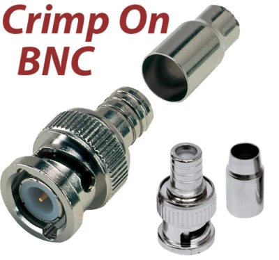 10pcs BNC Male RG59 Coax Cable CrimpOn Connector Adapter Coaxial for CCTV System - Image 1 of 4