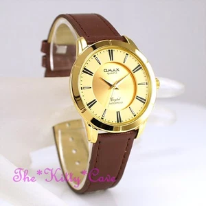 Schweizer OMAX Klassisch Braun Leder, Unisex Gold Uhr, Mit Seiko Uhrwerk SC7767 - Bild 1 von 12