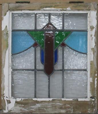 MIDSIZE OLD ENGLISH LEADED STAINED GLASS WINDOW Colorful Geometric 20.5  X 23.75 • 235.12$