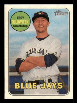 2018 Topps Heritage Reverse Flip Stock 1:512 98 Troy Tulowitzki Blue Jays SSP /5 - Image 1 of 2