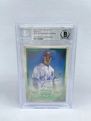 Aroldis Chapman 2016 Topps Five Star Green Auto #5/5 Beckett Yankees RARE - Image 1 of 2