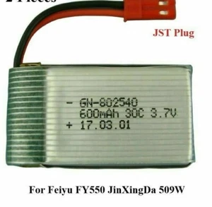 1x 802540 3.7V 600mAh 30C JST Battery For Feiyu FY550 JXD 509W RC Drone Warranty - Picture 1 of 1