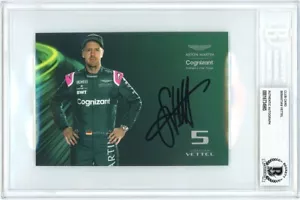 Sebastian Vettel Signed F 1 official Aston Martin team card auto Beckett BAS COA - Picture 1 of 5