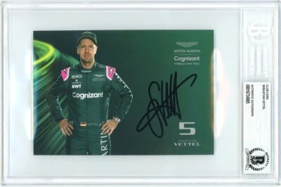 Sebastian Vettel Signed F 1 official Aston Martin team card auto Beckett BAS COA - Image 1 of 4